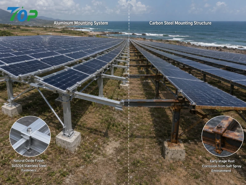 Aluminio versus acero al carbono: ¿Qué sistema de montaje solar es mejor para entornos costeros?